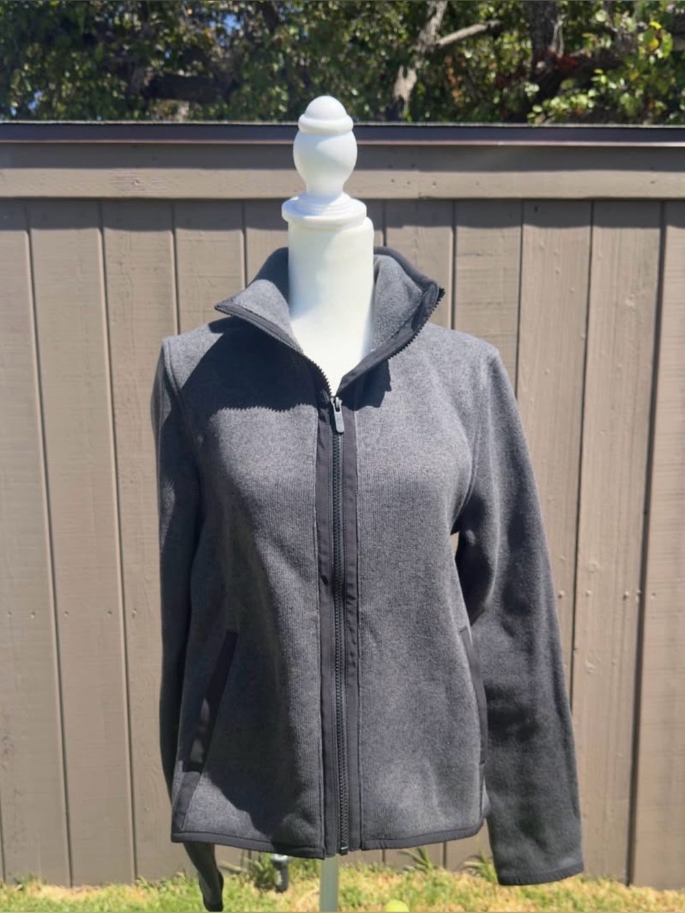 lululemon athletica Black Knit Zip Jacket with Stand Collar
